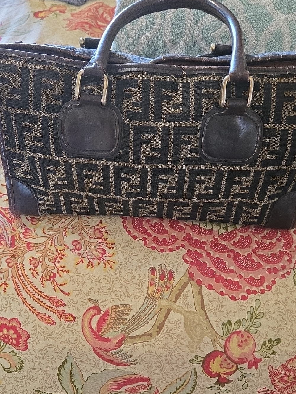 Fendi Black and Brown FF Monogram Satchel